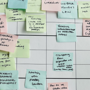 Post it notes on a template